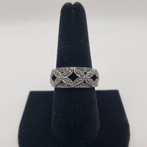 Vintage Sterling Silver Marcasite Band Ring Size 8.75 Marked 925
